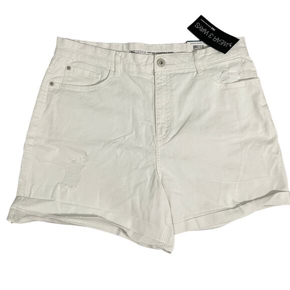 INC Women's Denim High Rise Convertible Ripped Jean Shorts White 16 33 - $60 - Picture 2 of 9